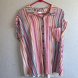 Multicolor Button Up Blouse